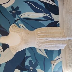 NWT American Eagle cream crochet metallic dress Size Small